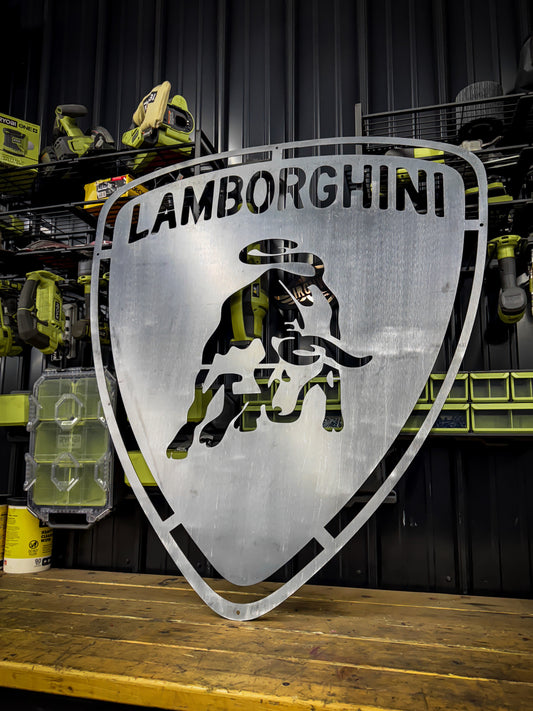 Lamborghini Metal Sign – CNC Cut Steel Garage Wall Art