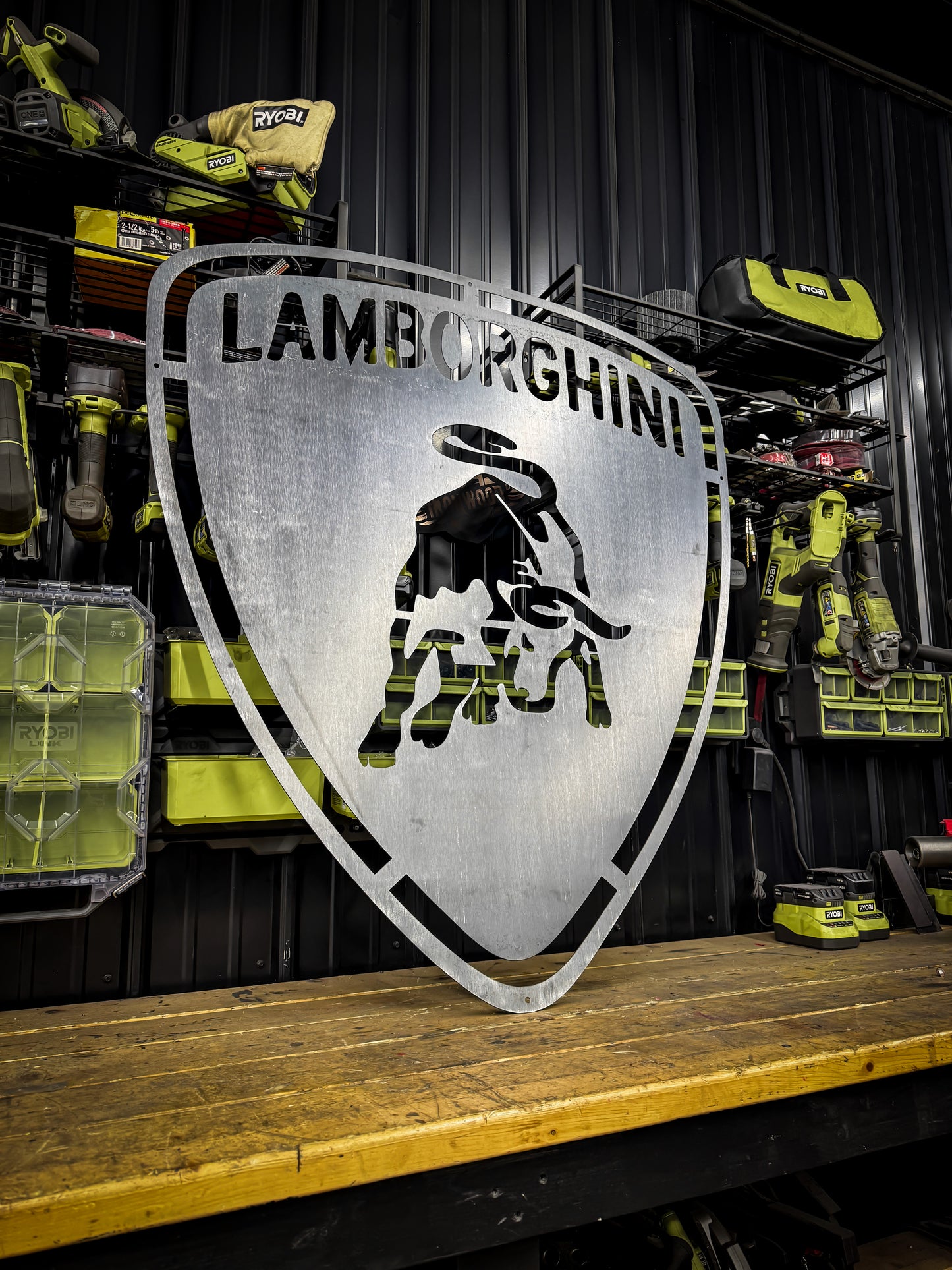 Lamborghini Metal Sign – CNC Cut Steel Garage Wall Art
