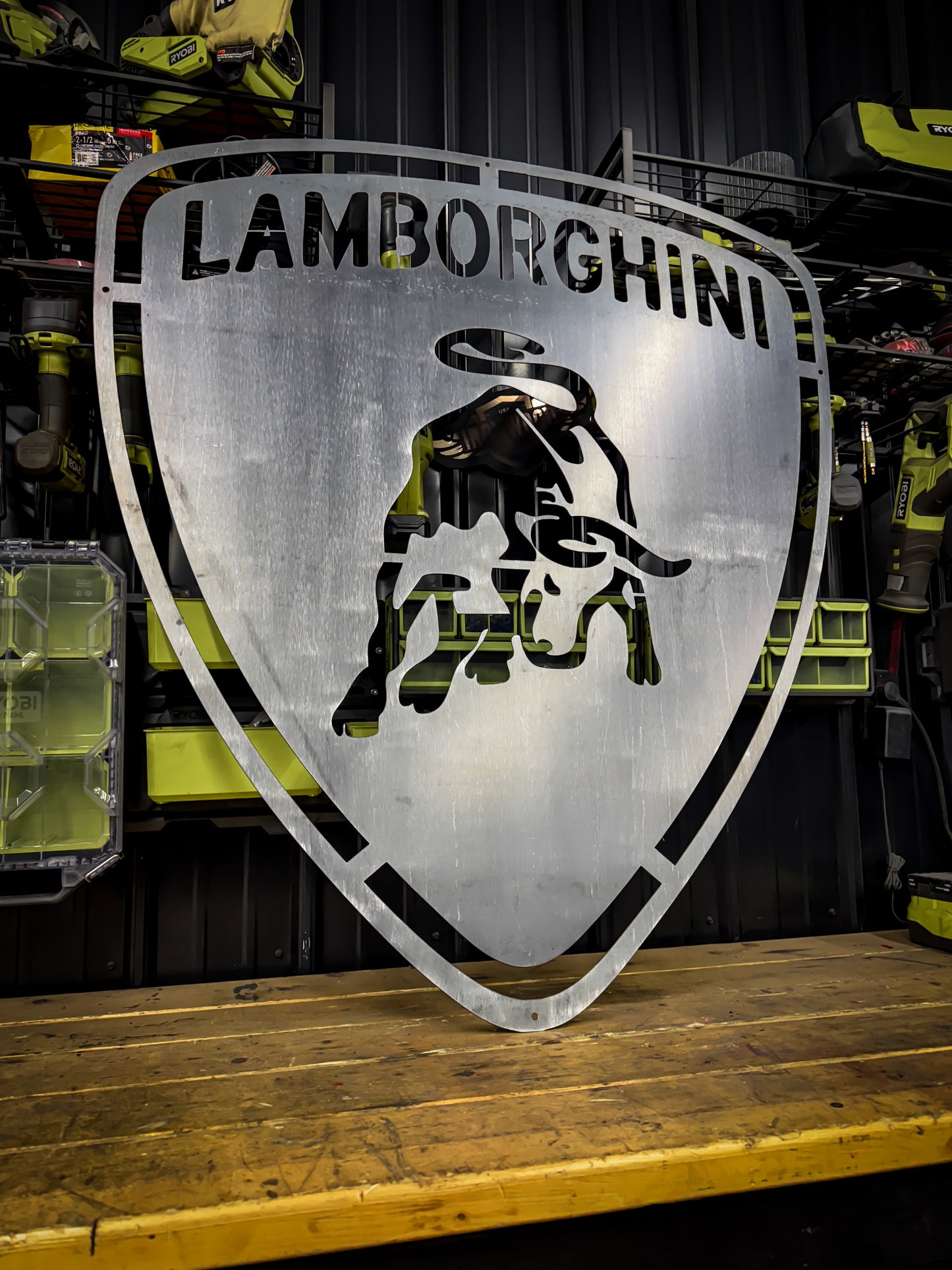 Lamborghini Metal Sign – CNC Cut Steel Garage Wall Art