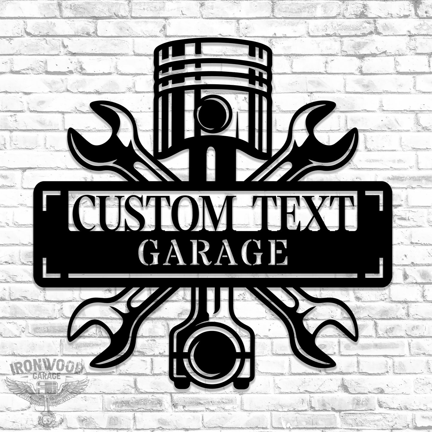 Piston & Wrench Garage Sign