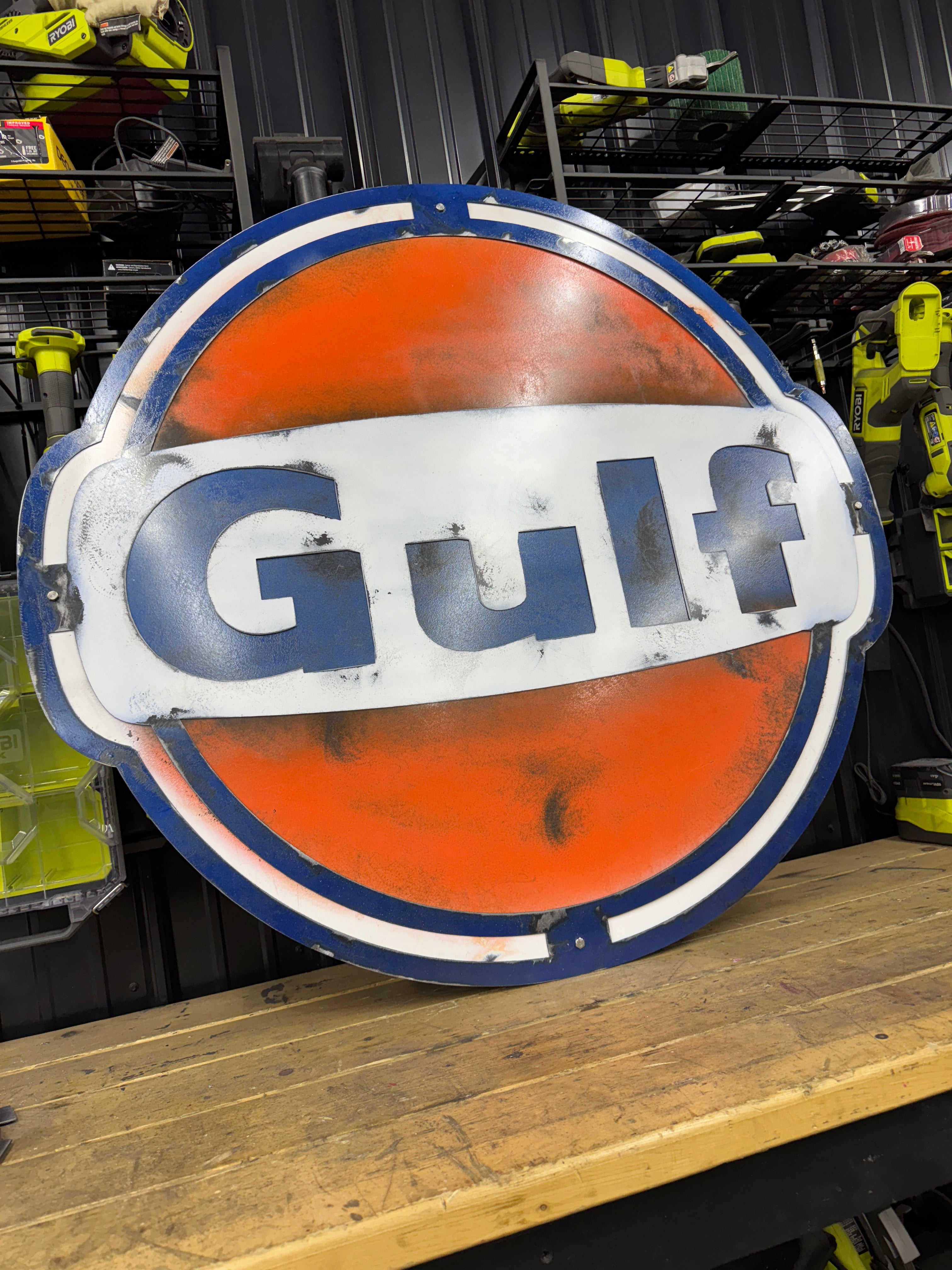 Vintage Gulf Station Sign - Metal Gas Station Wall Art | Ironwood